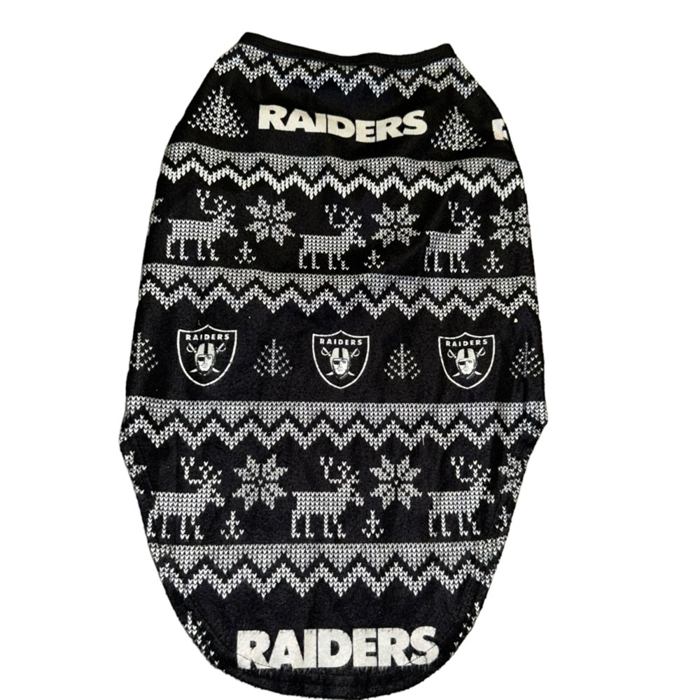 Las Vegas Raiders Dog Family Holiday Ugly flannel Sweater large nfl pet